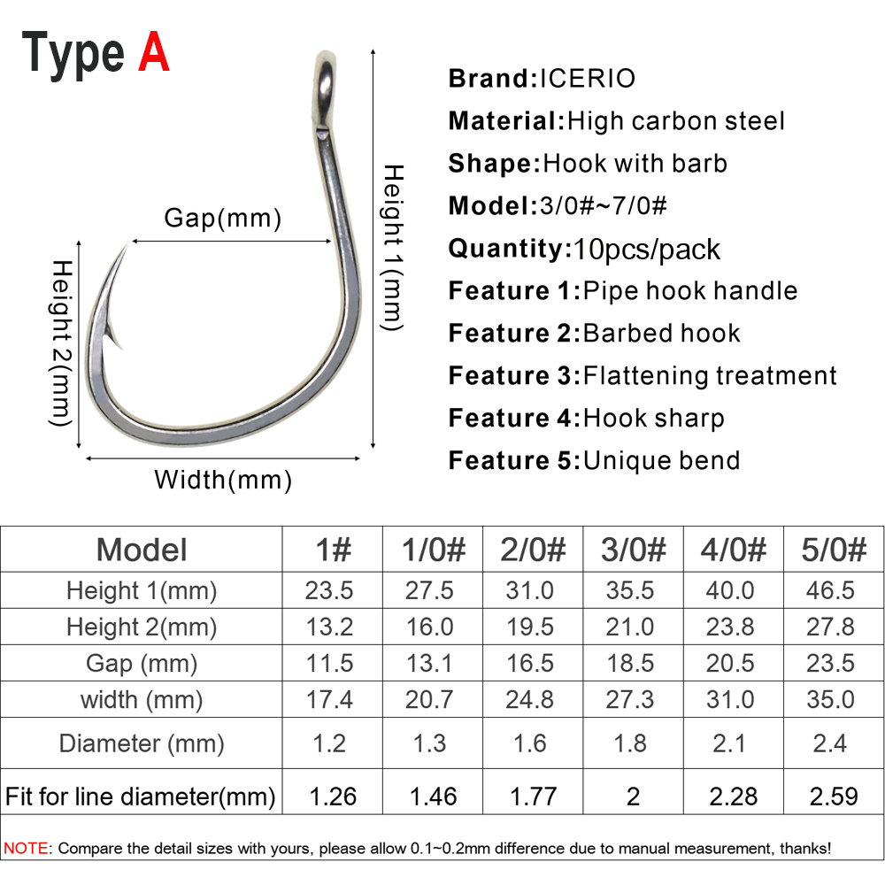 Icerio 10 pçs revestimento de  - Fishing Hook Barbless avaliação e preço