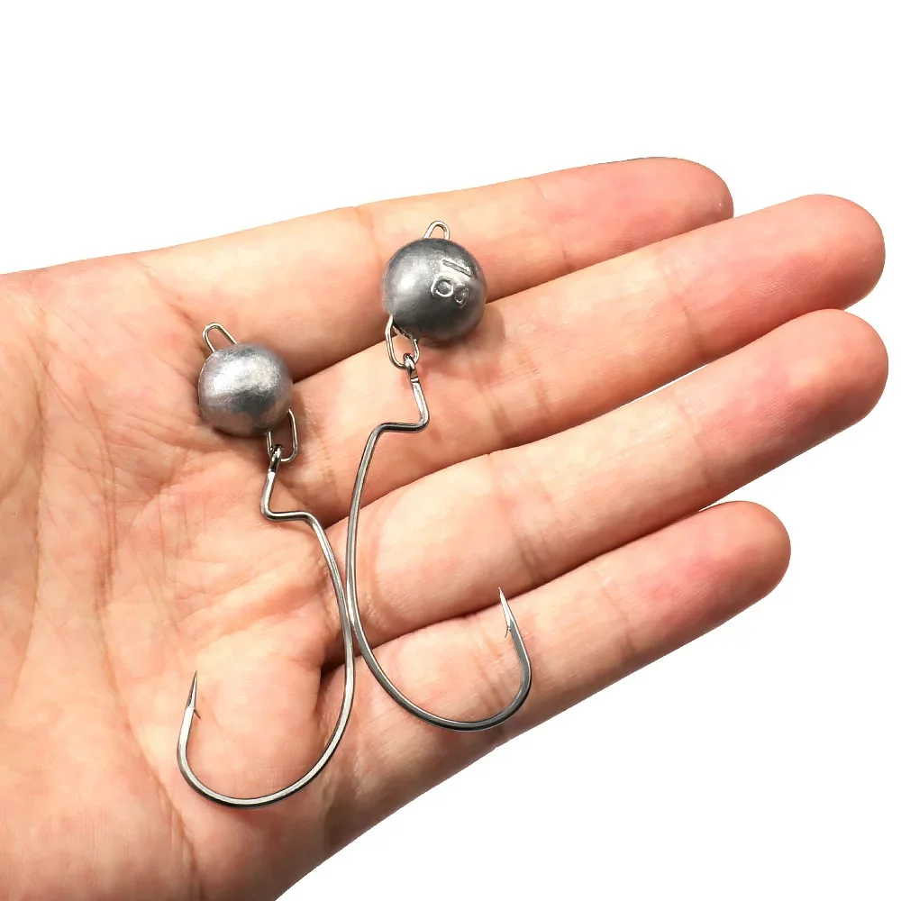 5 pçs metal gabarito cabeça wo - Fishing Hook Weedless avaliação e preço